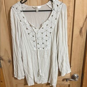 Krazy Kat Cream Long Sleeve BOHO Top